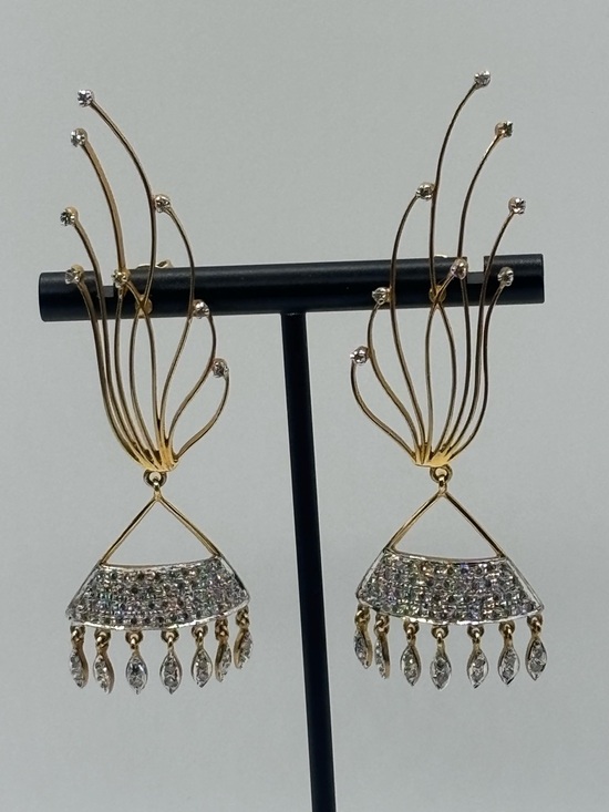 Jewelry - 14 KT Yellow Gold Diamond Earrings